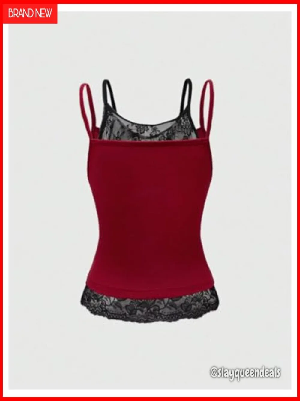 Y2K Gothic Graphic Cami Top Lace Trim Spaghetti Strap Crop Tank Top - Picture 3 of 5